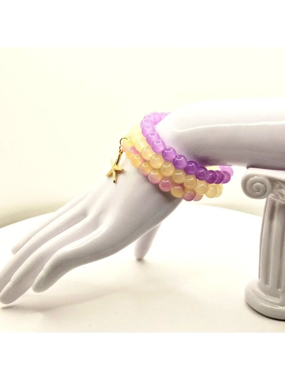 Pastel Bracelet Set, Starfish Bracelet Stack, Beach Jewelry Gift for Her